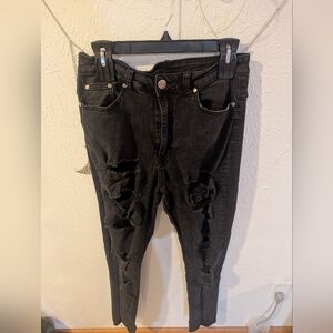 Black Distressed Women's Jeans